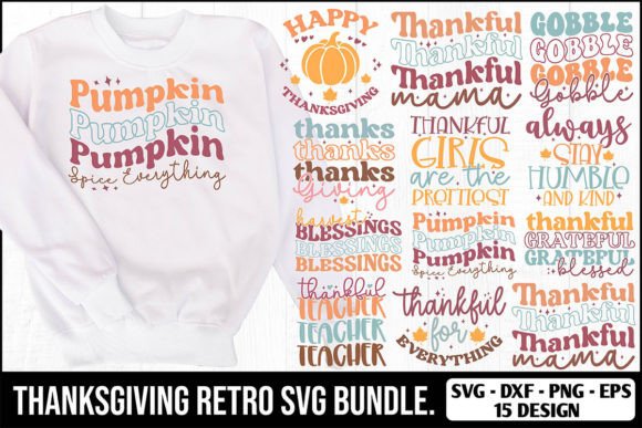 15 Thanksgiving Retro SVG Bundle: Graphics & T-Shirt Designs