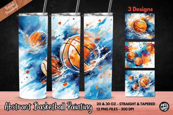 Abstract Basketball Tumbler Wrap: Graphics & Print Templates