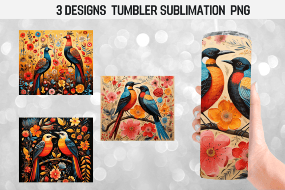 Birds Style Mexican Tumbler Wrap: Graphics for Crafts