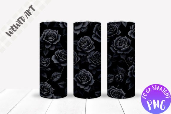 Black Rose Pattern Tumbler Wrap: Graphics for Crafts & Content