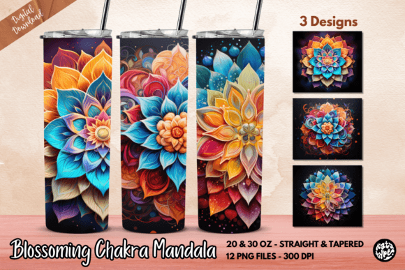 Blossoming Chakra Mandala Tumbler Wrap: Graphics & Print Templates