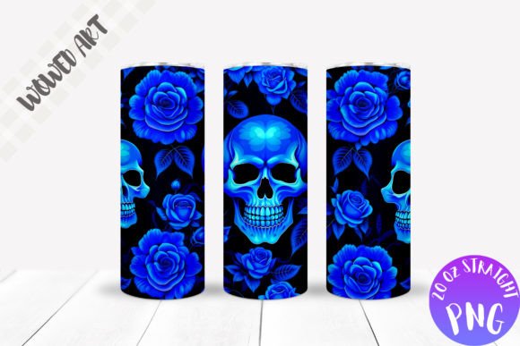 Blue Skull 20 Oz Skinny Tumbler Wrap: Graphics for Crafts