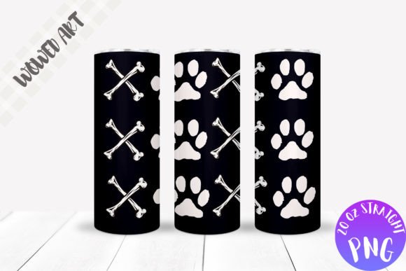Bone X Paws 20oz Skinny Tumbler Wrap: Graphics for Crafts & Branding