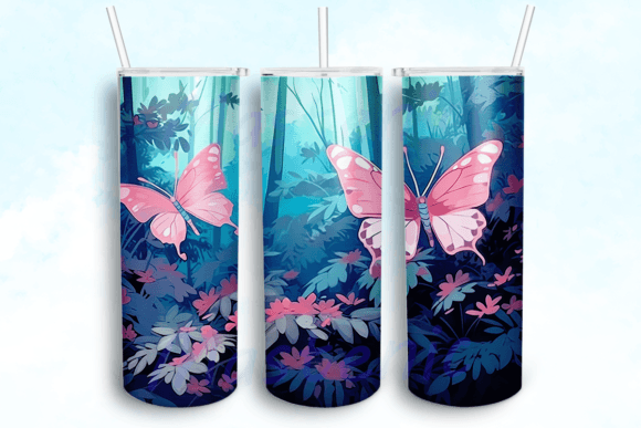 Butterflies Tumbler Sublimation Design