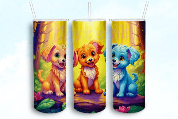 Cartoon Colorful Puppies Graphics for Crafts