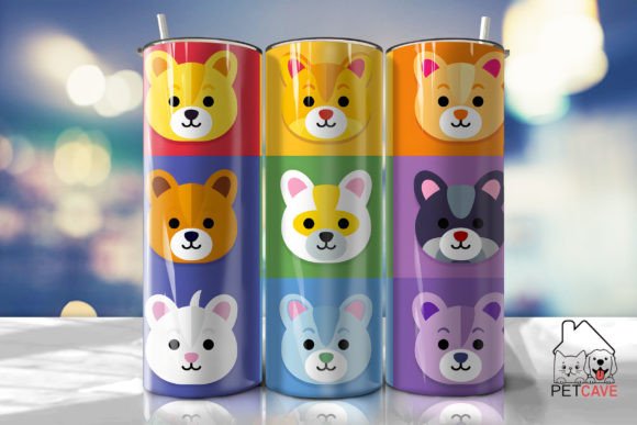 Cat and Kitty Bears Pop Art Tumbler Wra Graphics