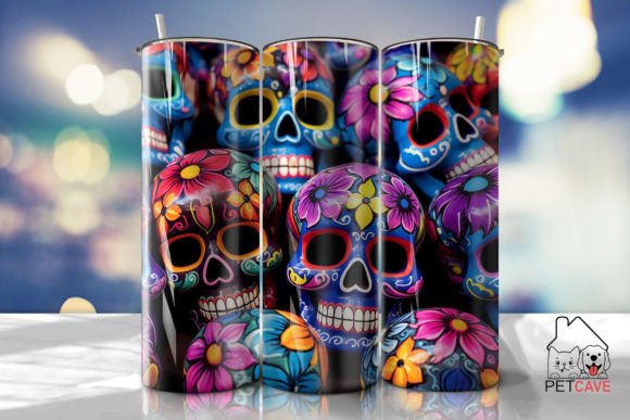 Colorful Skull Wallpapers Tumbler Wrap 1: Graphics for Bold Crafts Projects
