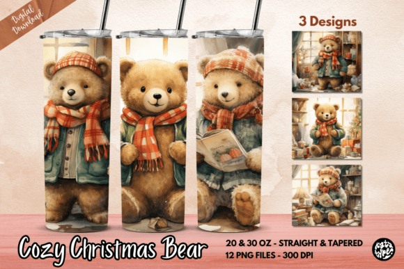 Cozy Christmas Bear Tumbler Wrap: Graphics for Crafts