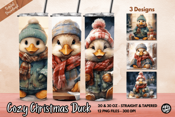 Cozy Christmas Duck Tumbler Wrap: Graphics & Print Templates