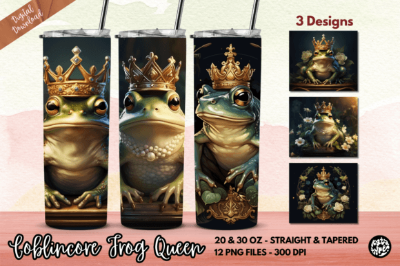 Crown Frog Queen Goblincore Tumbler Wrap: Graphics & Print Templates