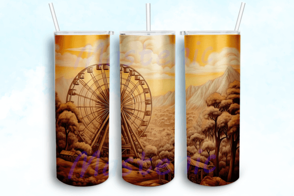 Engraved Wood Ferris Wheel Tumbler PNG: Graphics for Crafts Brands