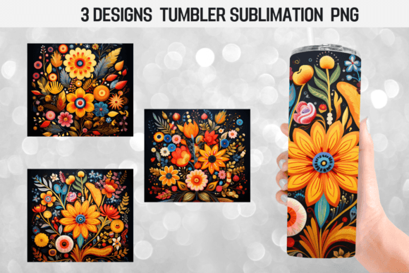 Flowers Style Mexican Tumbler Wrap: Graphics for Crafts