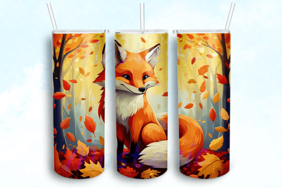Fox Leaves 20 Oz Skinny Tumbler Graphics for Crafts