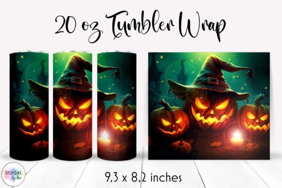 Gothic Halloween Pumpkins Tumbler Design: Graphics & Tumbler Wraps