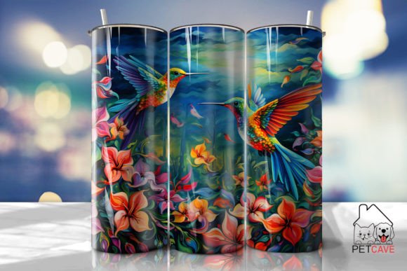 Hummingbird Flower Tumbler 20oz 4 Graphics for Crafts