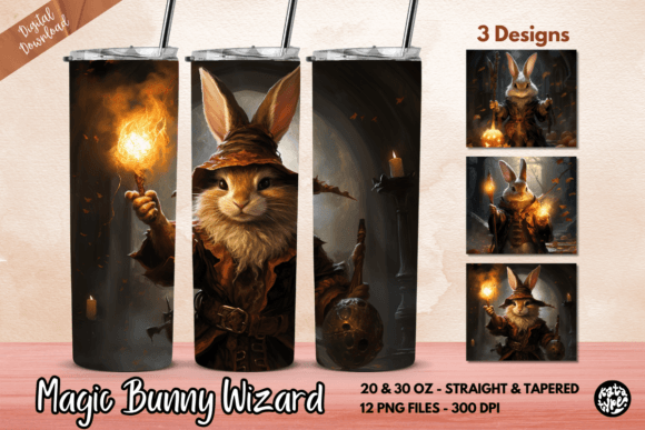 Magic Bunny Wizard Tumbler Wrap: Graphics & Print Templates