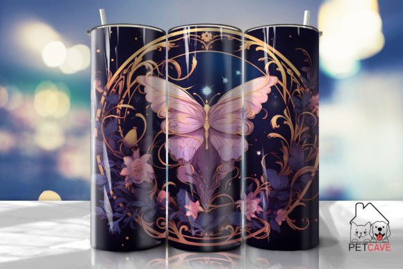 Manga Style Butterflies Tumbler: Graphics for Crafts-Driven Branding