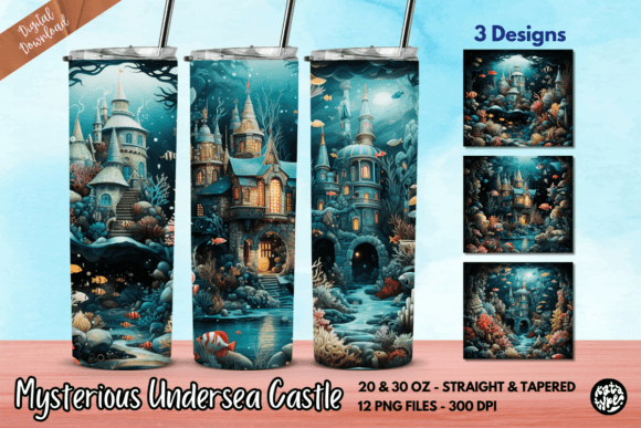 Mysterious Undersea Castle Tumbler Wrap: Graphics for Crafts