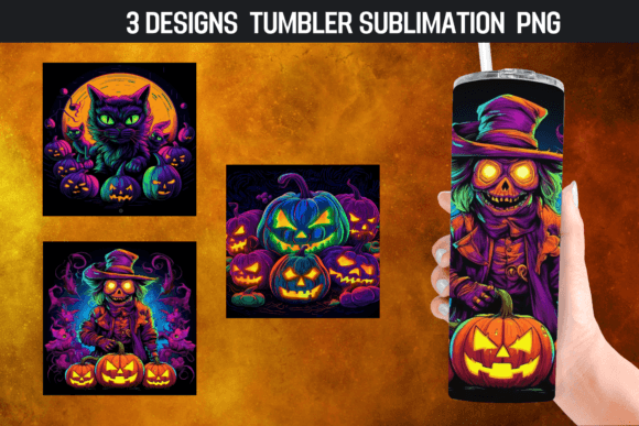 Neon Halloween Tumbler Wrap: Graphics for Crafts & Content