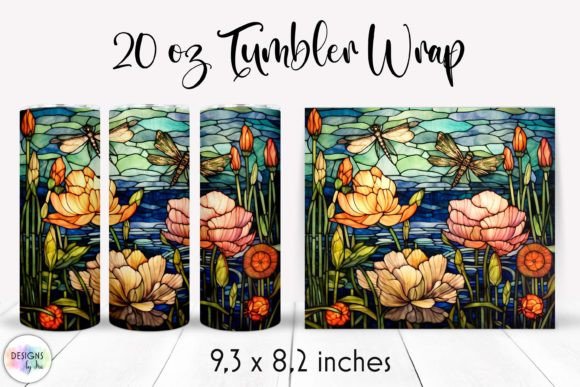 Stained Glass Dragonflies Tumbler Wrap: Graphics for Whimsical Tumbler Wraps