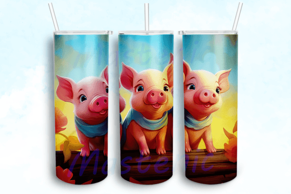 Three Cute Baby Pigs Tumbler PNG