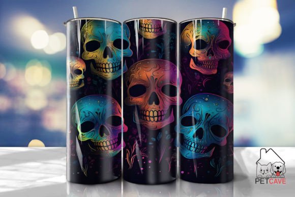 Vibrant Skulls on Tumbler Wrap 1: Graphics for Crafts-Driven Branding