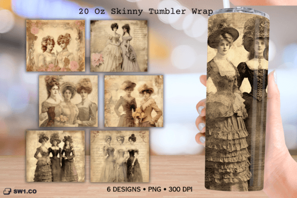 Vintage Victorian Ladies Tumbler Wrap: Graphics for Crafts