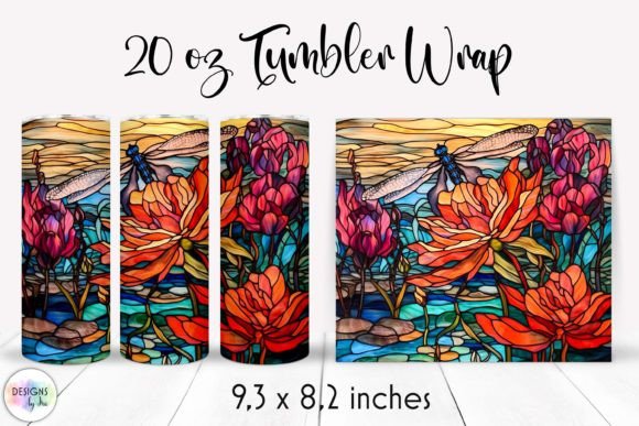 Waterlily and Dragonfly Tumbler Wrap PNG: Graphics for Elegant Tumbler Wraps