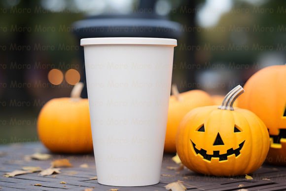 White Tumbler Mockup in Halloween Style: Graphics for Bottles Amp
